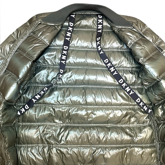 DKNY Sport Dark Green Quilted Puffer Premium Down Jacket - Picture 3 of 8
